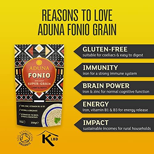 Aduna Organic Fonio Supergrain | Ancient African Wholegrain Rich in Iron, Zinc, B Vitamins & Fibre | Natural Gluten-Free Rice, Quinoa & Couscous Alternative | Porridge, Salads, & Stir-Fries | 3 x 1kg