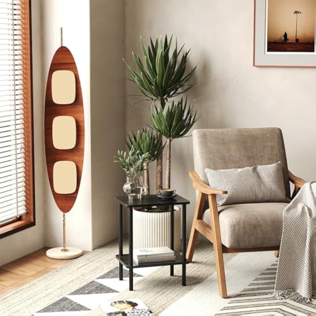 APICIZON 2 Tier Side Table, Narrow End Table with Storage Shelf, Bedside Table Nightstand for Small Spaces, Bedroom, Living Room, Entryway, Farmhouse, No-Tool Assembly, Black