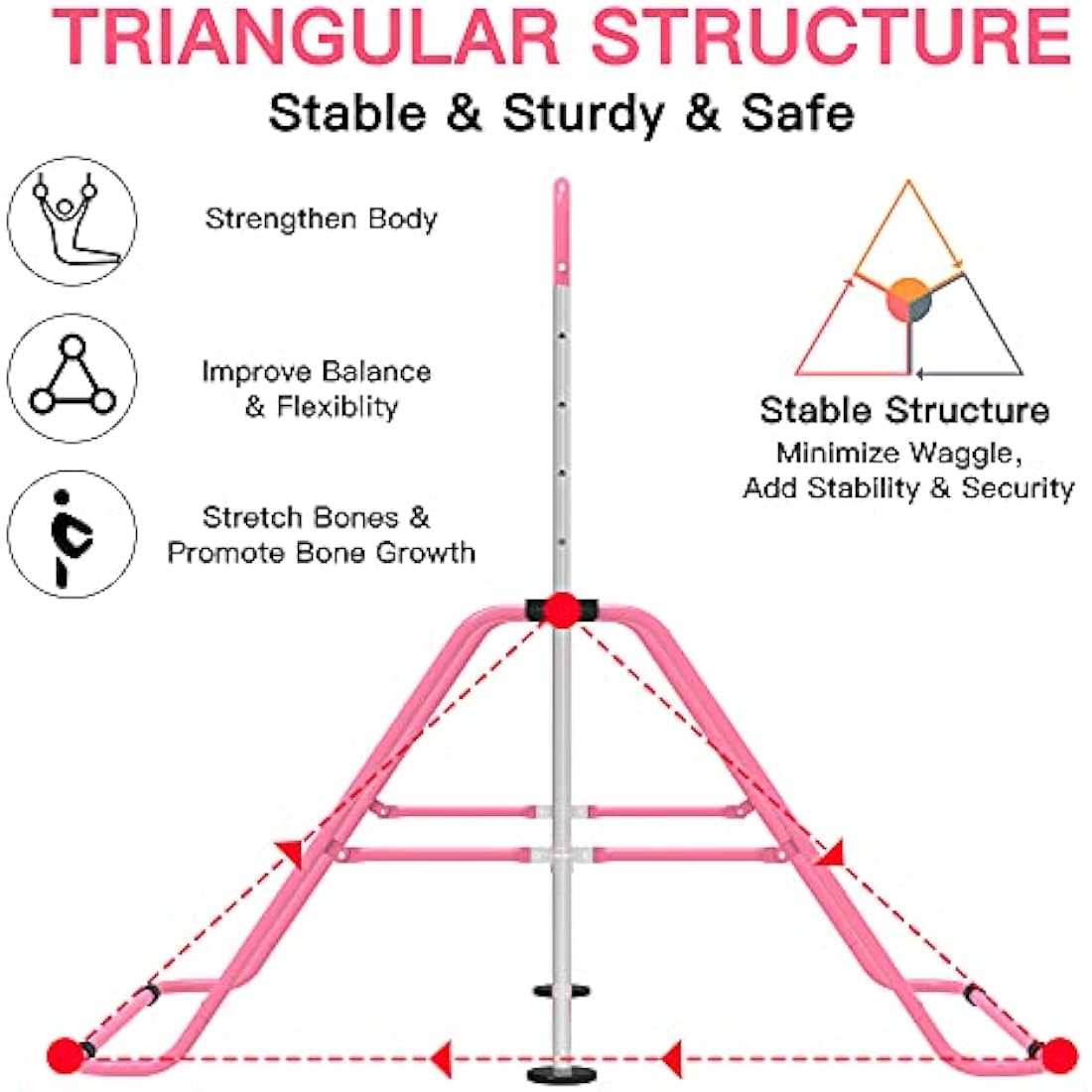 EVERYMILE Gymnastics Bars, Junior Training Kip Bar Gymnastics Equipment for Home,Adjustable Height Folding Horizontal Bar with Gymnastic Rings for Kid