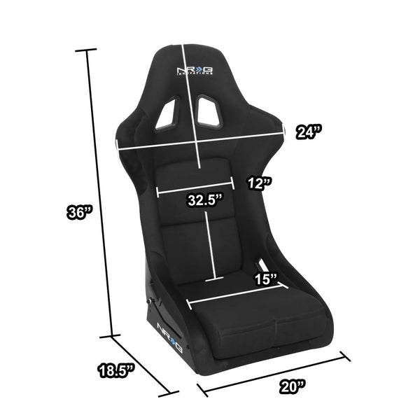 NRG Innovations Fixed Back Sport Bucket Seat - FRP Fiber Glass - Large - Part # FRP-300 Black
