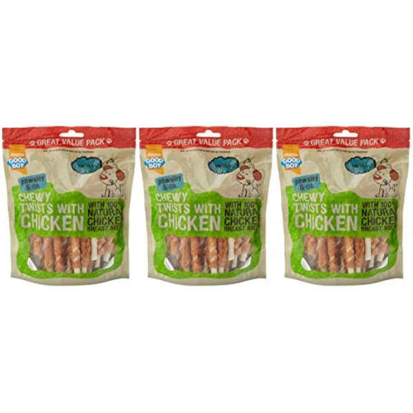 Good Boy - Chewy Twists With Chicken - Dog Treats - Made With 100% Natural Chicken Breast Meat - 320 Grams - Gluten Free Dog Treats (Case of 3)