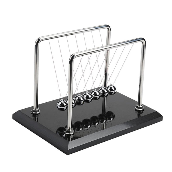 CERROPI Newton Cradle Balance Balls, 7 Ball Newton Swing, Decorative Physics Gadget for Desk, Marble Base, 11 inch, 50+ Sec Swingtime