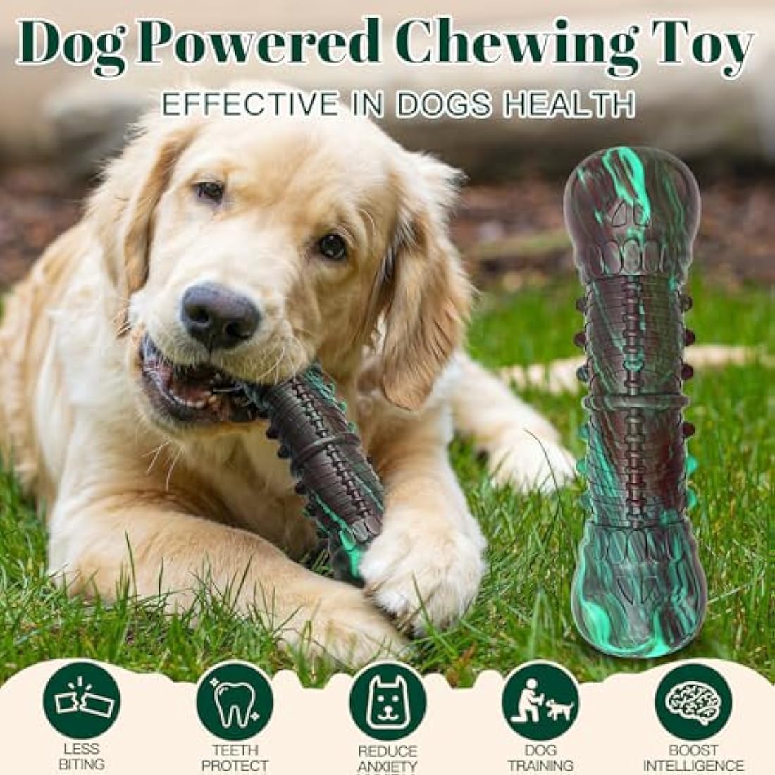 HETOO Dog Toys, Indestructible Dog Toy for Aggressive Chewers with Squeaker, Tough Chew Sitck Toys for Medium Large Breed Keep Them Busy Indoor & Outdoor, Gift for Dogs - Mix Green Color