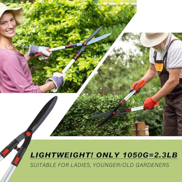 GARTOL Telescopic Hedge Shears,Long Handle Garden Shears with Very Sharp Sk5 Wavy Carbon Steel Blades,Anti-Slip Grip and Premium Rust-Resistant Steel, Gardening Tool for Hedges, Shrubs and Bushes