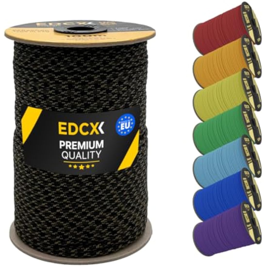 EdcX 4mm Rope 550 - Type III, 100% Rope, 7 Strand Rope, 4mm Rope in Solid Colors