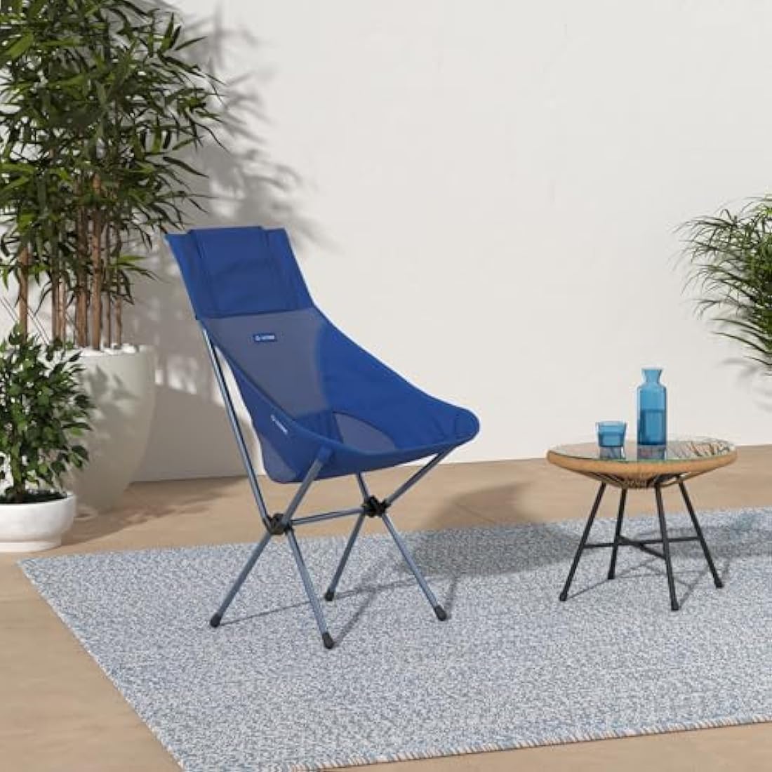 Helinox Sunset Chair Lightweight, High-Back, Compact, Collapsible Camping Chair, Blue Block, with Pockets
