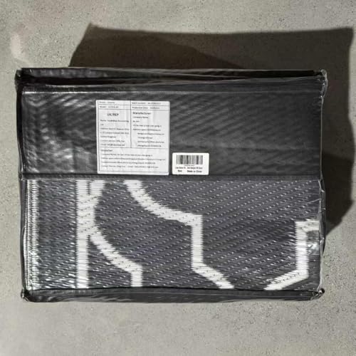 Cekene Large Outdoor Rug Waterproof Black 245x305cm Patio Rugs Reversible RV Camping Mat Lightweight Plastic Portable Outdoor Carpet for Picnic Porch Deck Backyard BBQ Beach