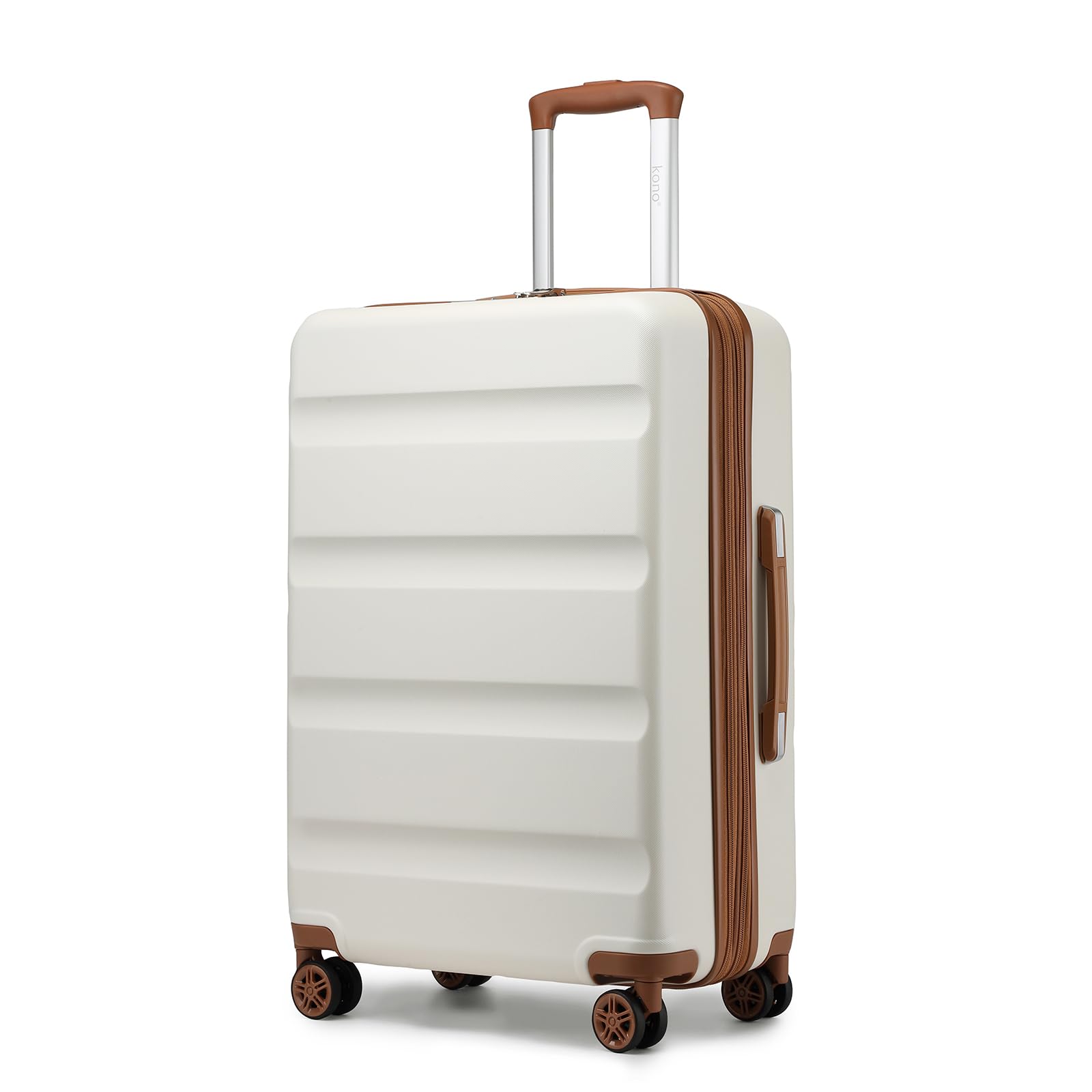 Kono Lightweight 28" Large Suitcase | Hard Shell with TSA Lock | 4 Dual Spinner Wheels | Expandable Design for Easy Travel | Perfect for Business & Vacation (Cream White,75x47.5x29.5cm)