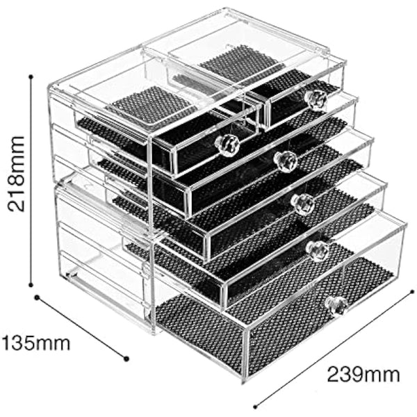 ARCCI Acrylic Clear Makeup Organizer Skin Care Cosmetics Display Case, 6 Drawers Stackable Clear Makeup Organiser Jewelry Lipstick Holder Display for Vanity, Bathroom Counter, Dresser Accessories