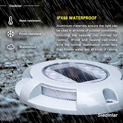 Siedinlar Solar Deck Lights Outdoor Waterproof Ground Light Solar Lights Outdoor Garden for Pathway Driveway Step Dock 4 Pack (Warm White)