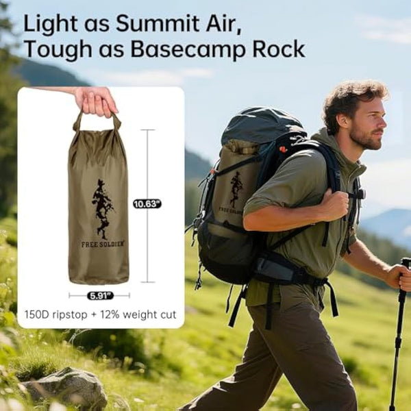 FREE SOLDIER Camping Tarp Waterproof 3m x 3.2m Large Hammock Tent Tarp Portable Tarpaulin Anti-UV Shelter Sun Block Sunshade Awning for Camping Hiking Traveling Outdoor Sports (Brown with Nails)