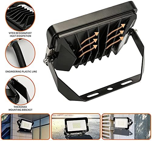 70W 2 Pack Led Flood Light Outdoor 9100LM Outside Security Light IP66 Waterproof 5000K Daylight White CRI >70 130lm/w 5-Year Warranty Super Bright Outdoor Light Garage Stadium House Yard Backyard