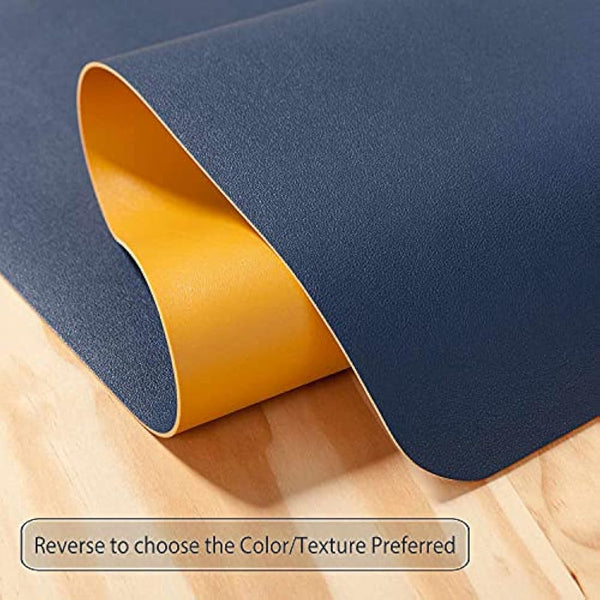 Desk Pad Large, Desk Mat, Extended Mouse Mat, Mouse Pad XL, Desk Blotter, DOBAOJIA Laptop Pad Writing Pad for Office/Home, Dual-Side Use PU Leather Waterproof 31.5" X 15.7" (Navy Blue/Yellow)
