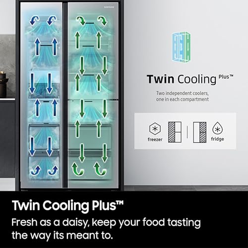 Samsung American Style Fridge Freezer with SpaceMax Technology, Power Cool and Power Freeze Technology, Black, RS62DG5003B1E