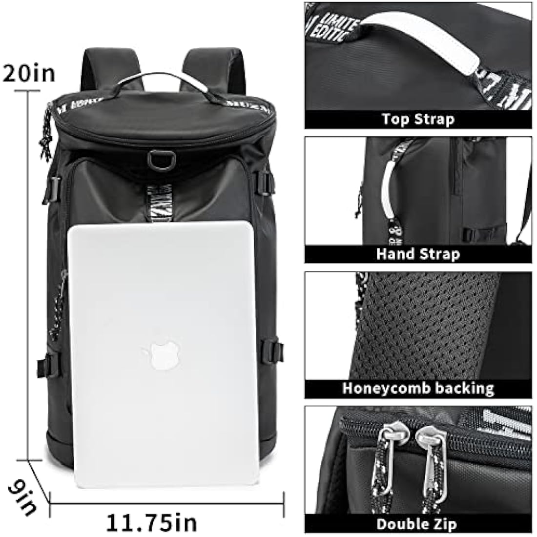 FUNYAGO Gym Backpack Hiking Duffle Bag Woman Man 40L Large Waterproof Backpack Suitable for Hiking, Travel, Black, 大号, Outdoor Cross-country