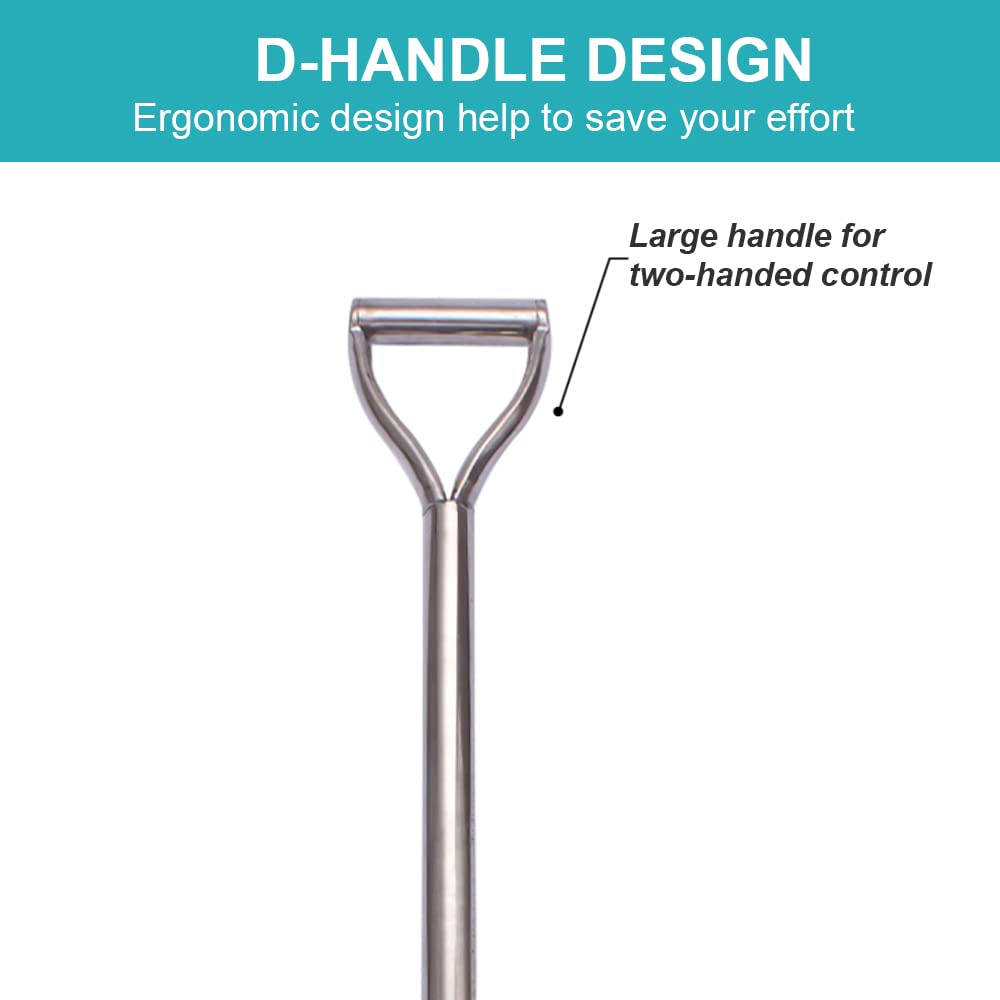 LUBAN Stainless Steel Shovel Length:80 Round Metal Shovel with D Handle Stainless Steel Spade Shovel Pointed Blade Gardening Camping Transplant