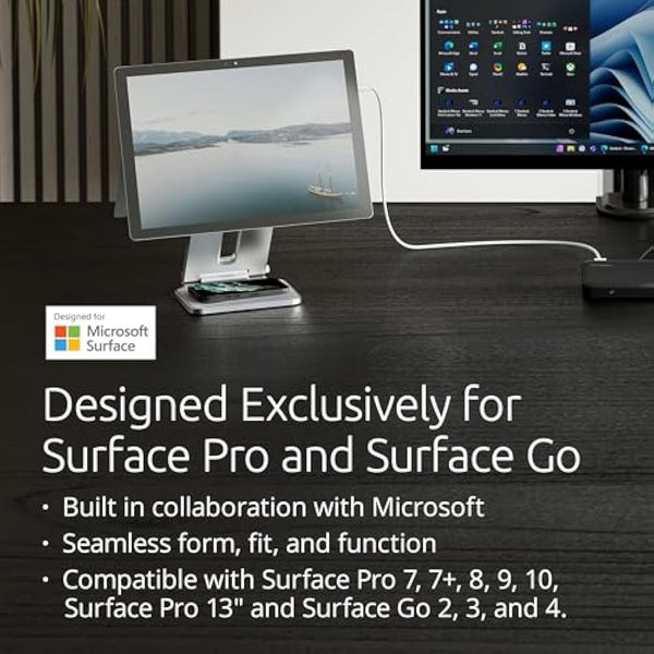 Kensington Microsoft Surface Pro Stand, Elevated Stand for Surface Pro Stand for Desk, Foldable Light-Weight Non-Skid Tablet Stand and Holder Designed for Surface Pro 7 7+ 8 9 10 11 Surface Go 2 3 4