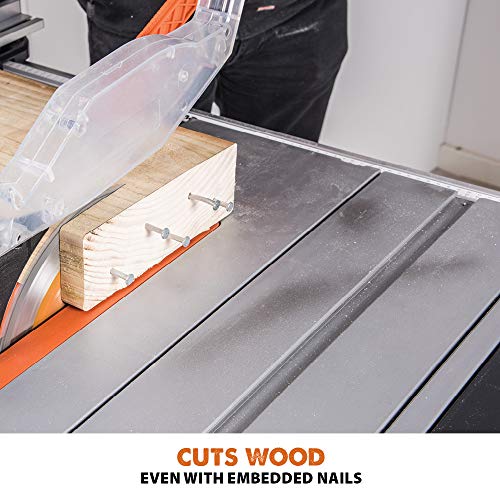 Evolution Power Tools R255TBLX+ Table Saw With Stand (Next Gen Rage 5-S) Multi-Material Cutting Blade Included Cuts Wood Metal Plastic, 45˚ Bevel, +/- 60˚ Mitre Angle, 85mm Cut Depth, 1800w Motor 240v