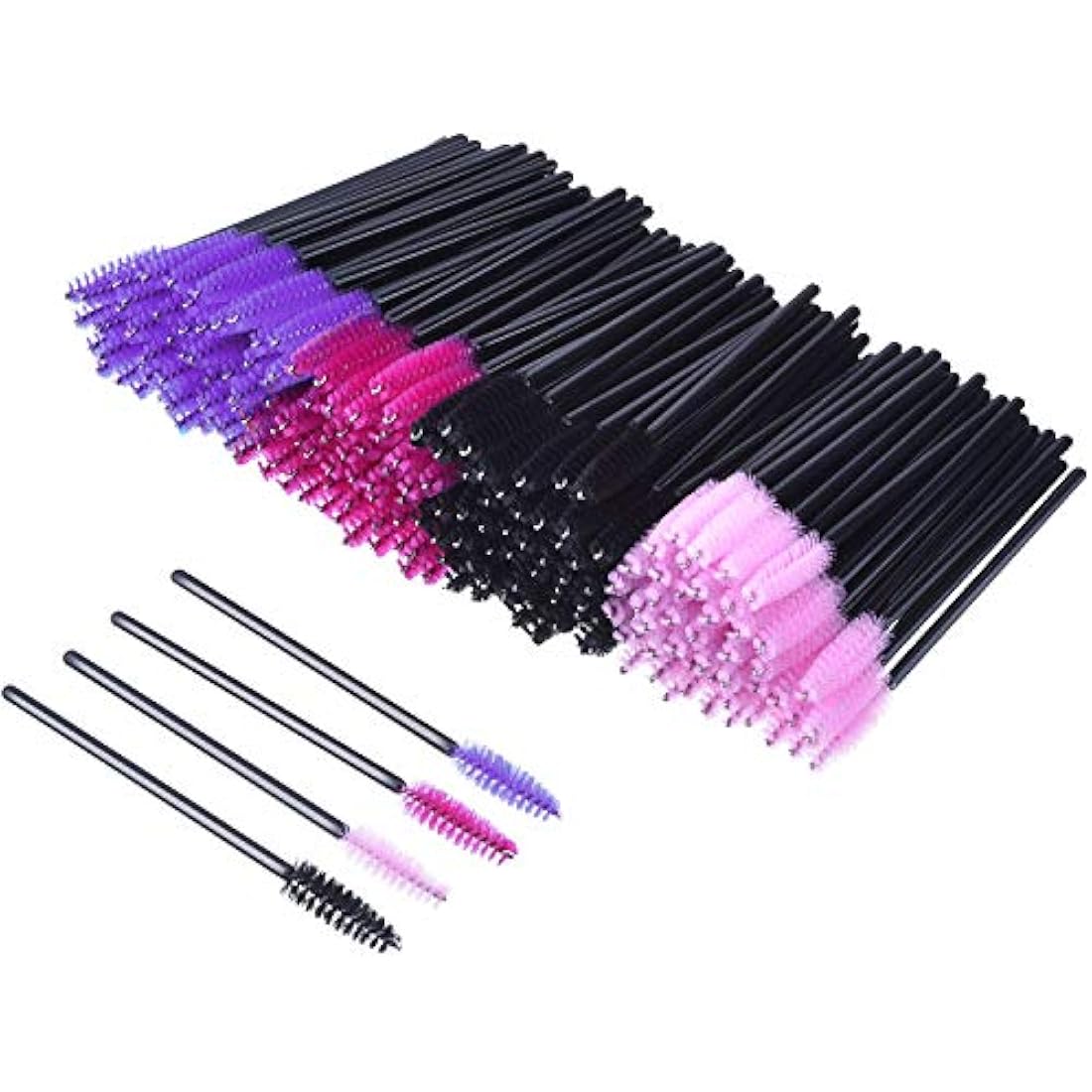 Disposable Eyelash Brushes Mascara Wands Eye Lash Eyebrow Applicator Cosmetic Makeup Brush Tool Kits (Multi-colored, 200pc)