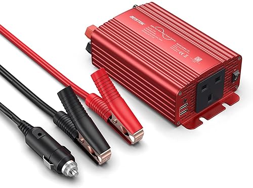 BESTEK 300W Pure Sine Wave Power Inverter 12V to 240V 230V with 4.8A Dual Smart USB Ports Car Adapter Charge Your Laptop iPad iPhone Tablet Consoles & More