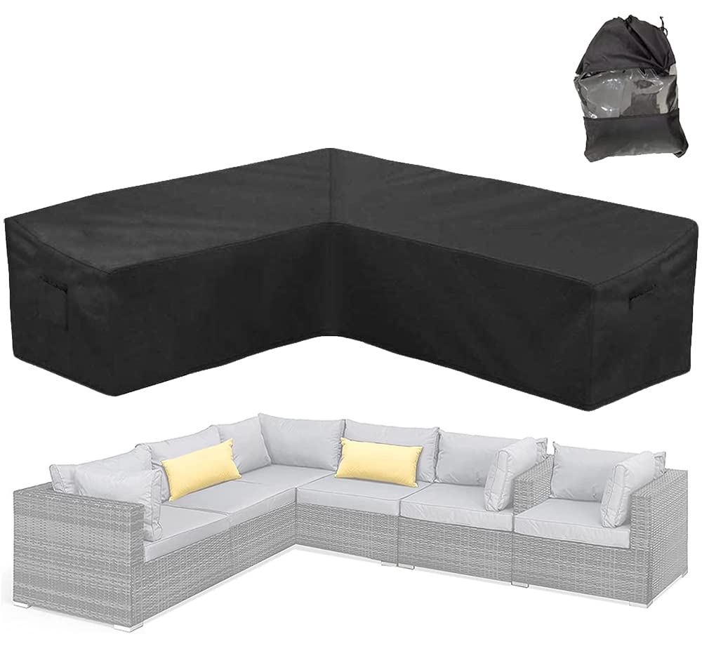 Skyour Patio Furniture Sectional Couch Sofa Cover Weatherproof Heavy Duty 420D Oxford Outdoor L Shaped Sectional Garden Rattan Corner Sofa Furniture