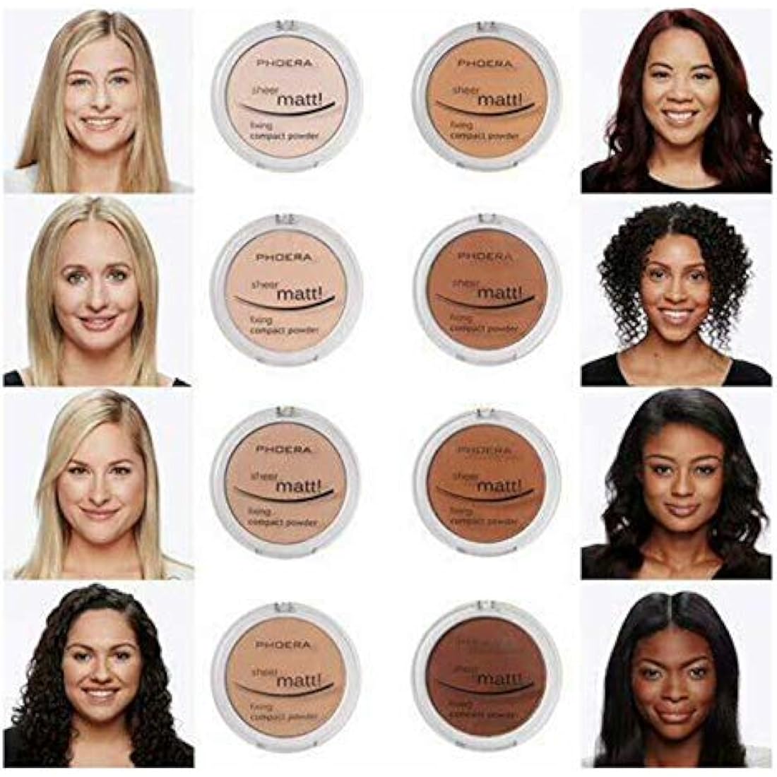 AQUAPURITY PHOERA Sheer Matte Compact Powder - Fixing Makeup Base Fixer Setting Powder Foundation Fix - Long Lasting Make Up Fixer - Skin Vitamin E Beauty Blender (206 TAN)