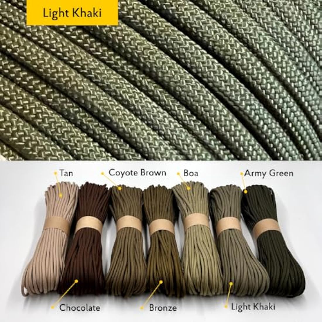 EdcX Paracord 4mm, 35+ Solid Colors (10m, 15m, 30m, 50m, 100m, 300m) | Ideal for Crafting, DIY, Camping, Survival, Outdoor | 100% Nylon Rope 4mm | Tactical Cord 550 Type III