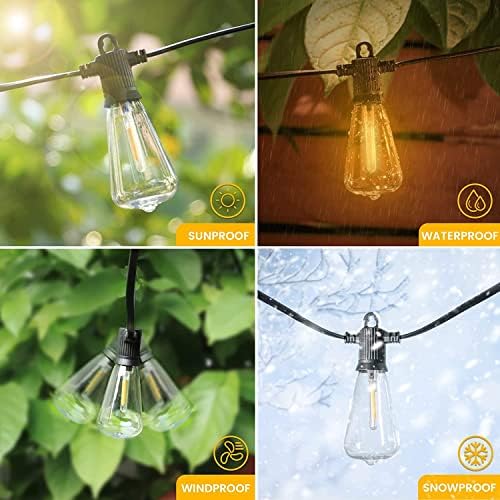 Zuske 45M/150FT Festoon Lights Outdoor Mains Powered, Garden String Lights with 73+3 LED Shatterproof Bulbs, IP65 Weatherproof for Outside Backyard Gazebo Porch Patio Cafe Bistro(Warm White)
