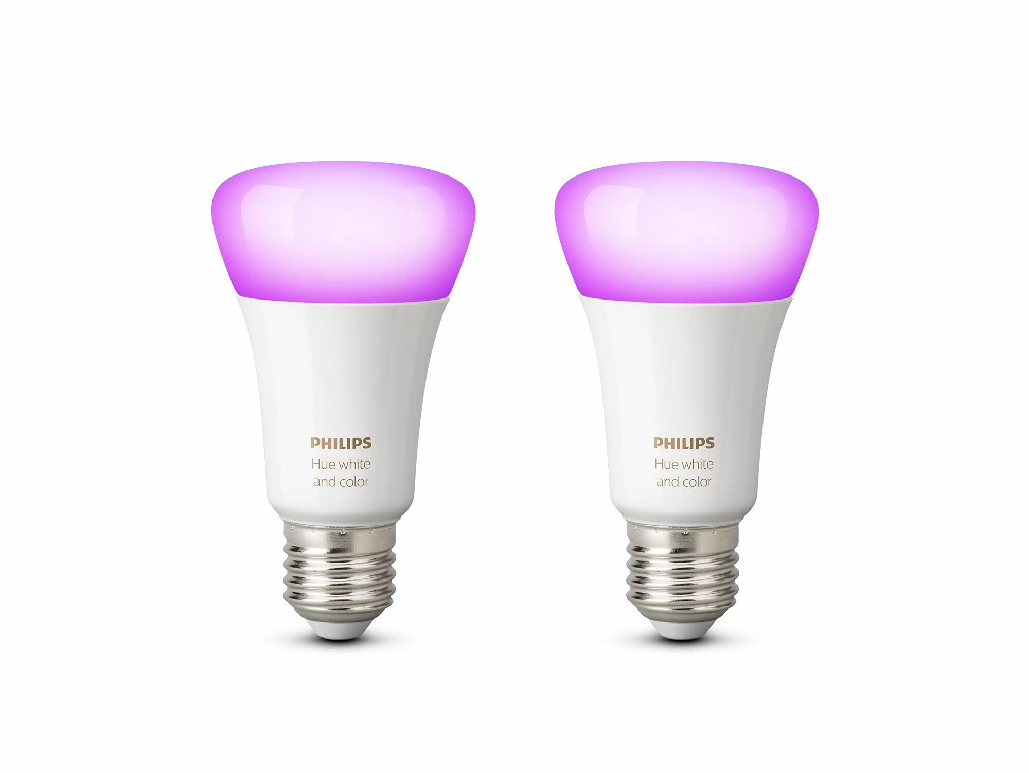 Philips Hue White and Colour Ambiance LED Smart Light Bulb 2 Pack [E27 Edison Screw] 60W Equivalent, with Bluetooth, Works with Alexa, Google