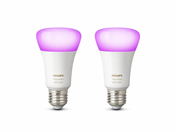 Philips Hue White and Colour Ambiance LED Smart Light Bulb 2 Pack [E27 Edison Screw] 60W Equivalent, with Bluetooth, Works with Alexa, Google
