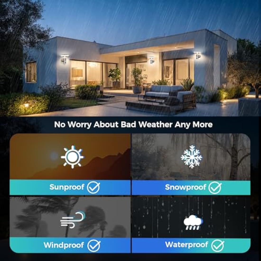 NBHANYUAN Lighting® 2PCS Outdoor LED Wall Light with Motion Sensor,4 Lighting Modes Outside Lights,SUS316 Stainless Steel Wall Lamp IP44 Waterproof 3000K Warm White for Porch,1000LM