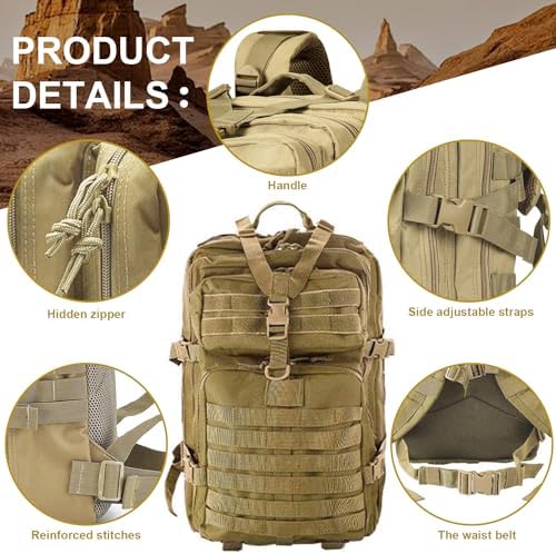 aiGear 45L Military Tactical Backpack | Lightweight Backpack Hiking Daypack | Rucksack with Molle System | for Outdoor Sports Trekking Hiking Travel Camping