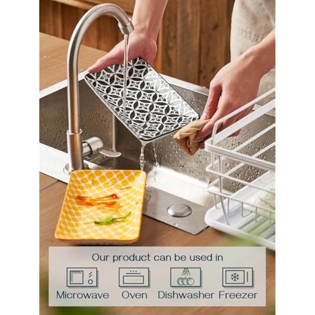 DOWAN Serving Platter Set of 6 - New Bone China Dessert Plates 20.5cm/8" - Small Dinner Plates for Appetizer, Sushi, Fruit, Salad, Cake - Microwave/Oven/Fridge/Dishwasher Safe - Vibrant Colors