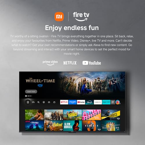 XIAOMI TV F Pro 75, 75 Inches (190 cm), 4K UHD QLED, Smart TV, Fire TV, HDR10+, Game Boost mode 120Hz, MEMC, Alexa Voice Control, 2GB+32GB, Works with Apple AirPlay