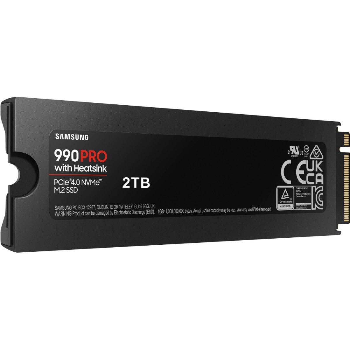 Samsung 990 PRO NVMe M.2 SSD, 2 TB, PCIe 4.0, 7,450 MB/s read, 6,900 MB/s write, Internal SSD, For gaming and video editing, MZ-V9P2T0BW