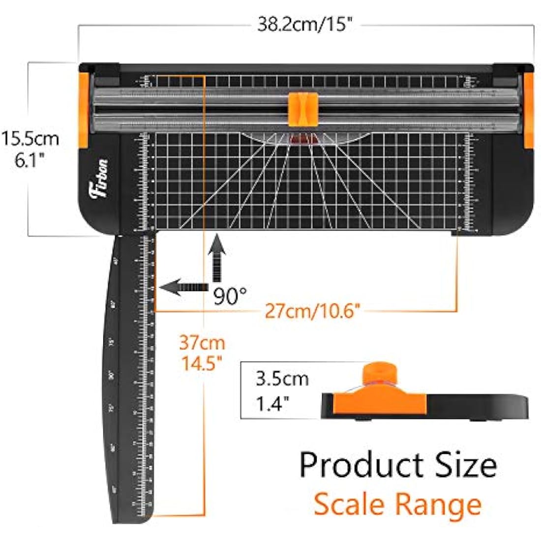 Firbon A4 Paper Cutter 12 Inch Titanium Paper Trimmer Scrapbooking Tool with Automatic Security Safeguard and Side Ruler for Craft Paper, Coupon, Label and Cardstock (Black)