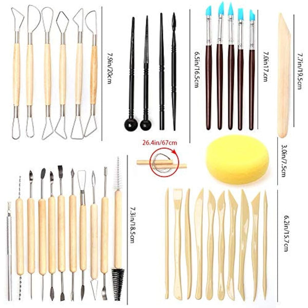 61pcs Ceramic Tools Clay Sculpting Set, Polymer Clay Tools Clay Sculpting Tools, Pottery Carving Tool for Engraving Modeling Embossing Shaping Art DIY