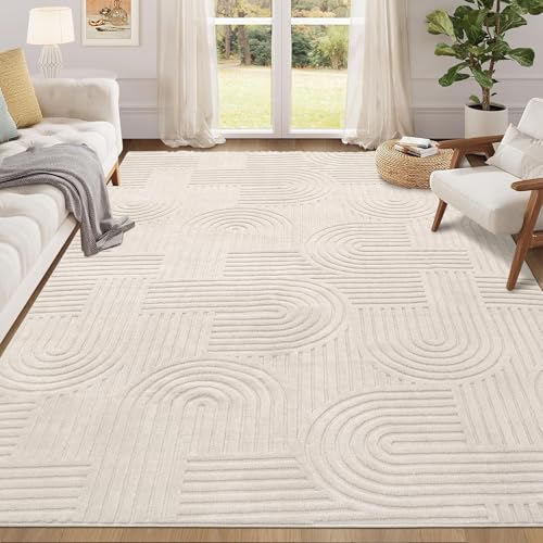 Enyhom Machine Washable Rugs for Living Room, 120 x 160 cm Non Shedding Area Rugs for Bedroom Soft High Pile Rugs Non Slip Carpet Large Fluffy Rug