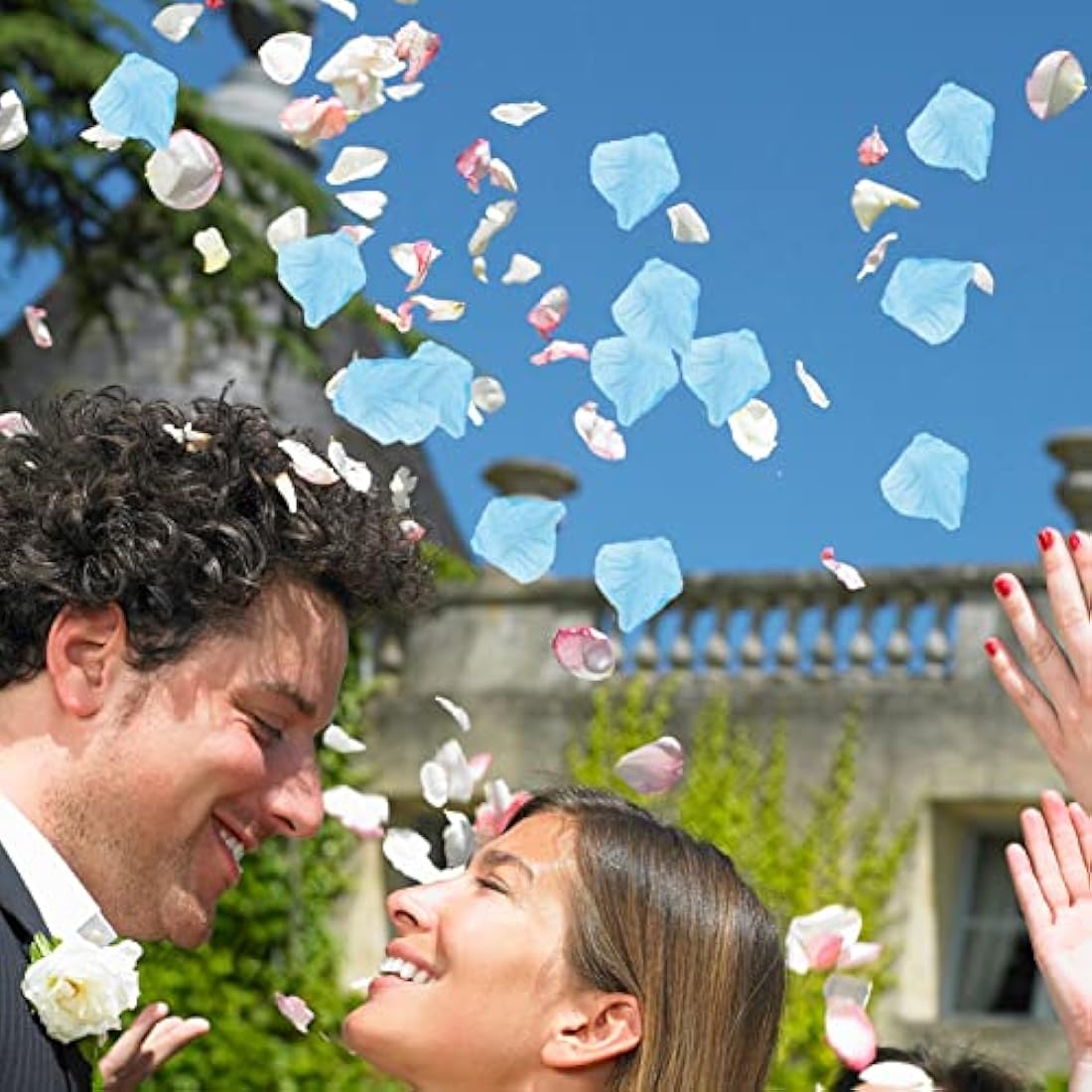 1000 Pcs Rose Petals Artificial Silk Flowers Petals No-Taste Artificial Roses for Wedding Decoration Confetti Table Valentine's Day Party Fake Roses Petals (Light Blue)