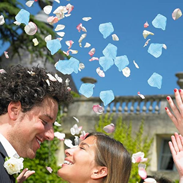 1000 Pcs Rose Petals Artificial Silk Flowers Petals No-Taste Artificial Roses for Wedding Decoration Confetti Table Valentine's Day Party Fake Roses Petals (Light Blue)