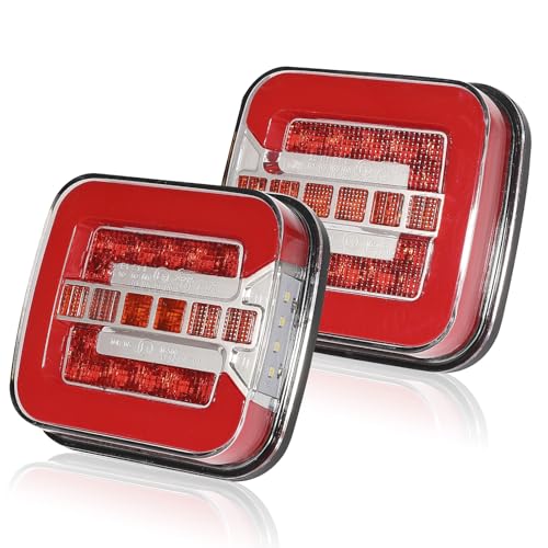 SPARKMOTO LED Trailer Rear Lights - Waterproof, 12V/24V Universal, 4 Functions With License Plate Light, IP67 Submersible