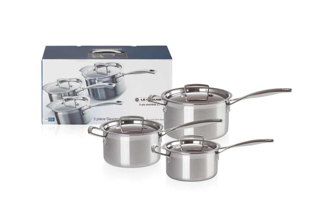 Le Creuset 3-Ply Stainless Steel Cookware Set, 5 Pieces , Silver, 96209400001000