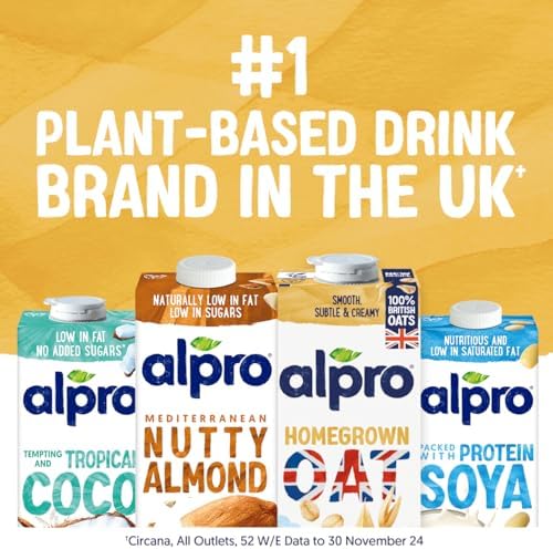 Alpro Oat Plant-Based Long Life Drink - 100% British Oats - Vegan Dairy Free & Lactose Free Milk Alternative - 1L (Pack of 8)