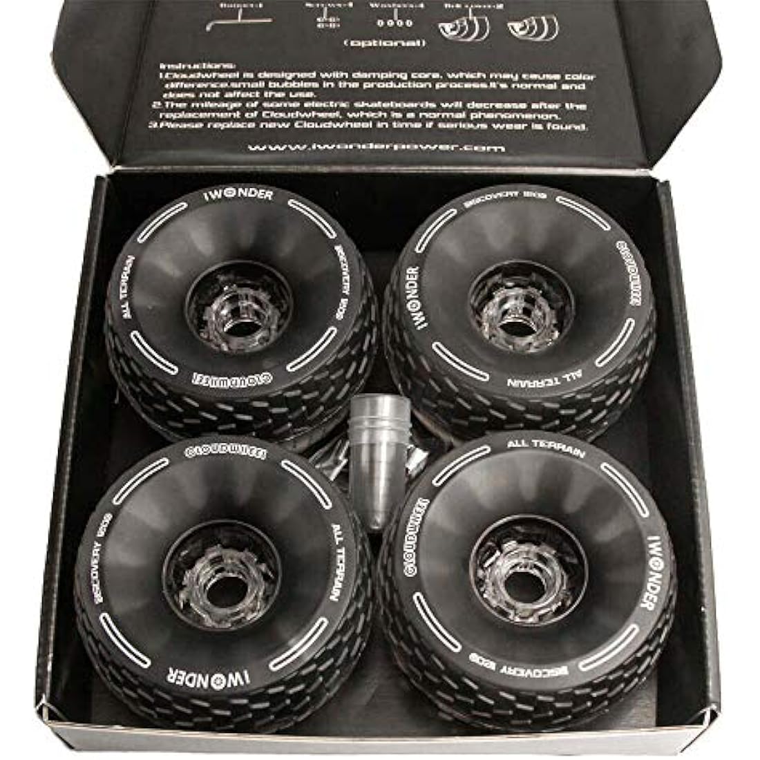 IWONDER Cloud Wheel 120mm Discovery Electric Skateboard Wheels Patented Damping Foam Core All Terrain Off Road Translucent Urethane Longboard Wheels（Not Applicable to Hub Motor