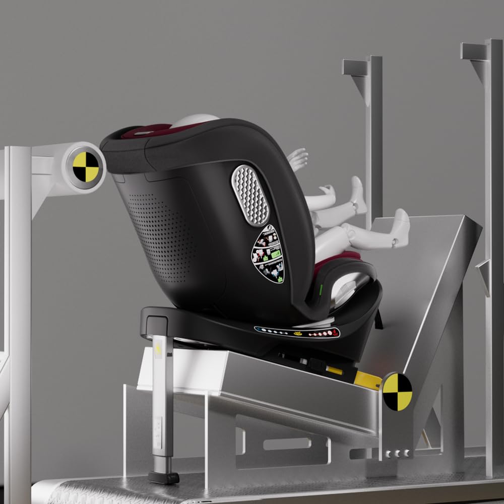 360 Car Seat with ISOFIX - for Newborn to 12 Years Children, i-Size (ECE R129/E4) Rotating Swivel Baby Car Seat,Group 0+1/2/3 (40-150cm),Rear Facing for Longer from Birth to 4 Years.Black.