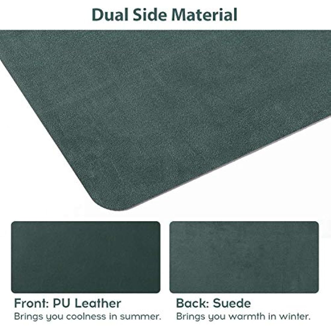 Desk Pad Large, DOBAOJIA Desk Mat, Laptop Mat, Writing Pad, Desk Blotter, Extended Mouse Mat, Large Mouse Pad for Office/Home, PU Leather Waterproof +Suede Non-Slip 27.5" X 13.8" (Dark Green)