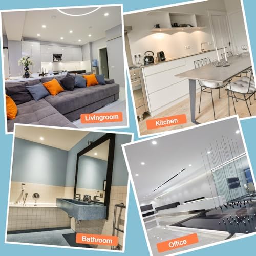 LED Spot Lights 24mm Ultra Slim, 5W 460lm LED Downlights Ceiling, Cool White 6000K LED Recessed Ceiling Lights, Rotatable IP20 Waterproof Bathroom Spotlights, 20 Pack