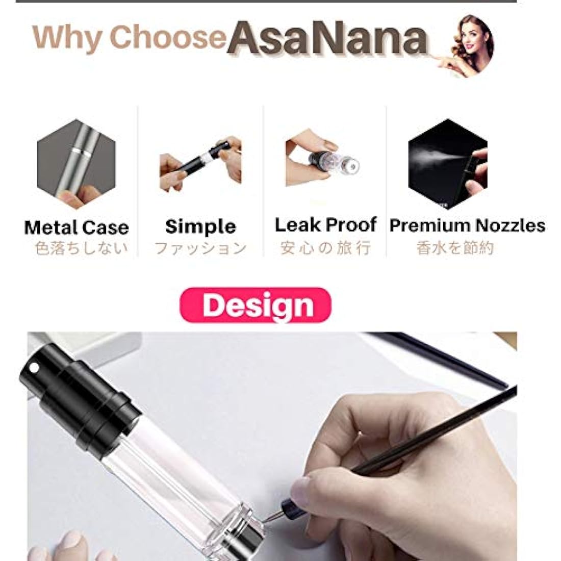 AsaNana Perfume Atomiser, Refillable & Travel Size Perfume Bottle, Leaking Proof,Bottom Pump without Funnel, Luxurious Small women and men, 5ml (Cla.-Space Gray)