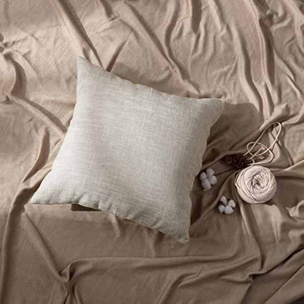 GONOVE Cushion Covers 60×60cm Solid Soft Cotton Linen Throw Pillow Cover Set of 4 Decorative Plain Pillowcase Square Cushion Cover for Home Sofa Bed Chair Décor, Beige