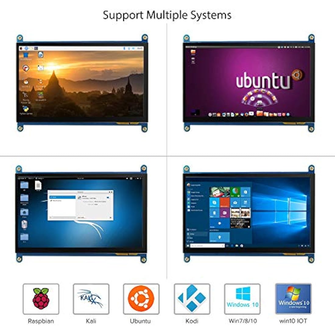 ELECROW 7-Inch Touchscreen Monitor, 1024X600 Resolution, Compatible with Raspberry Pi 5/4, Windows PC, Jetson Nano, BB Black